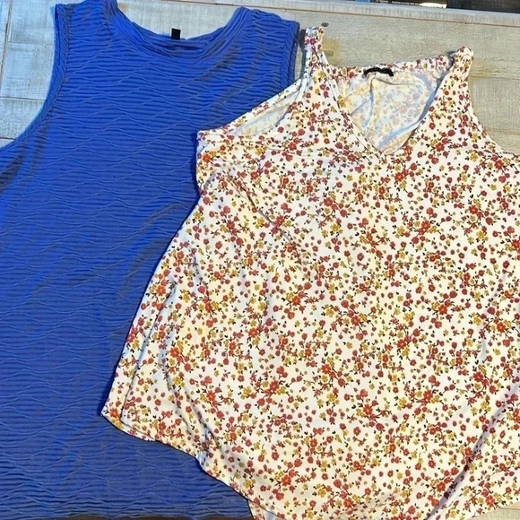 LOT OF 2 TANK TOPS XL ONE BLUE SEE THROUGH, ONE‎ FLORAL SUMMER BOHO Y2K - Picture 11 of 11